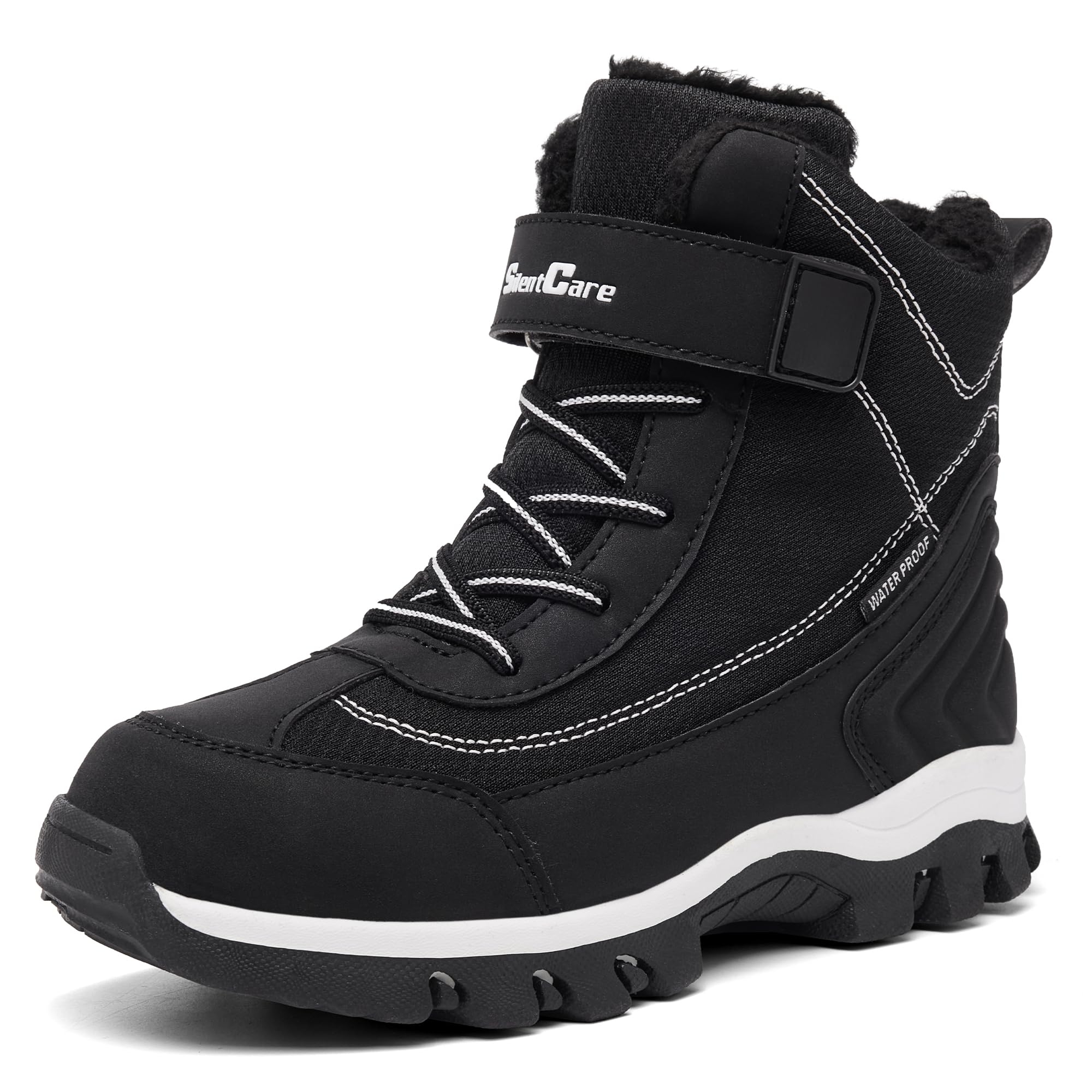SILENTCARE Boy's Snow Boots Winter Waterproof Slip Resistant Cold Weather Kids S