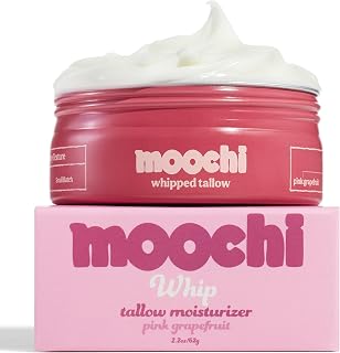 moochi Beef Tallow for Skin – Organic 100% Grass-Fed Whipped Balm with Pink Grapefruit Essence, Natural Moisturizer Cream for Nourishing Skin Hydration