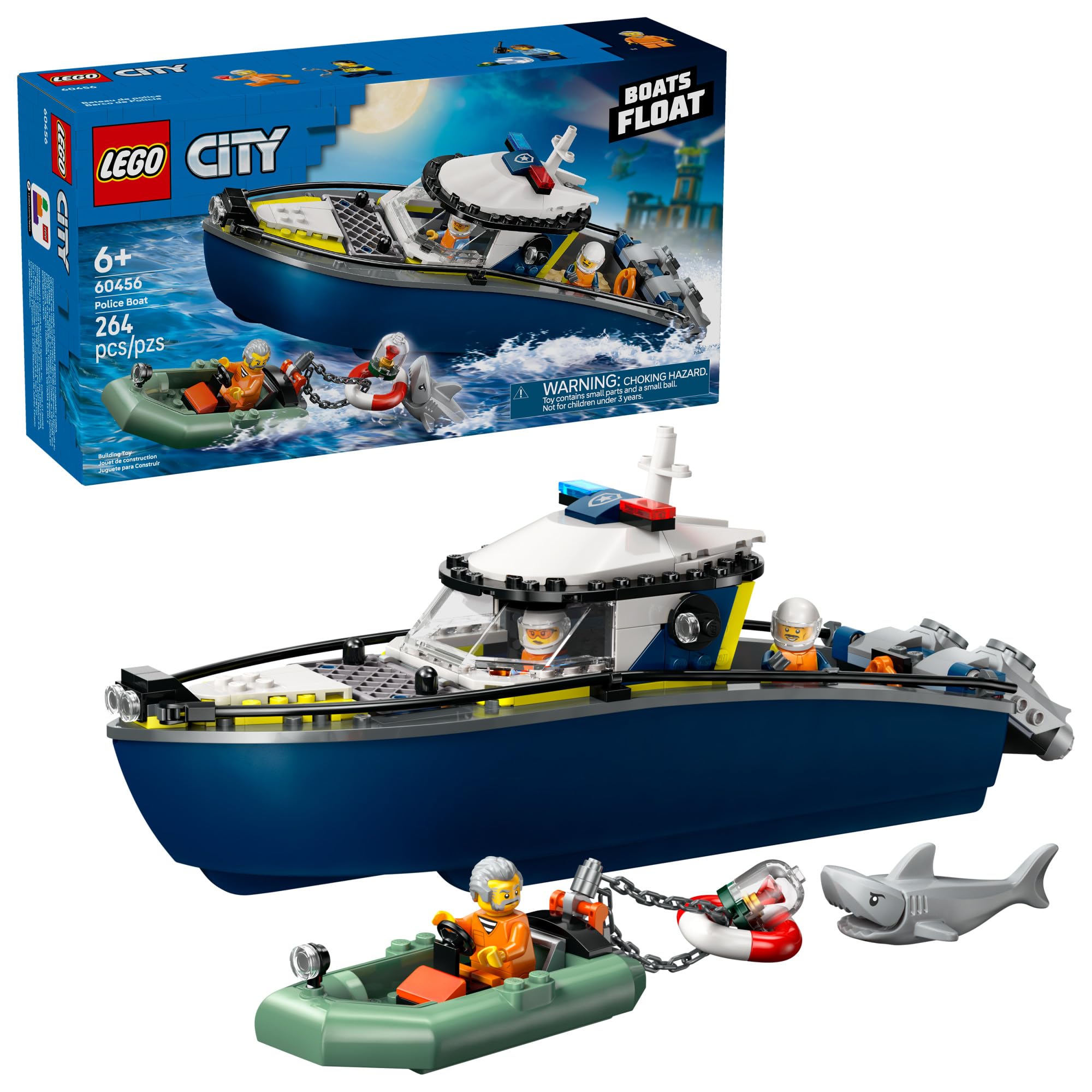 LEGO City Police Boat Chase Building Toy for Kids - Pretend Play Set for Boys & 