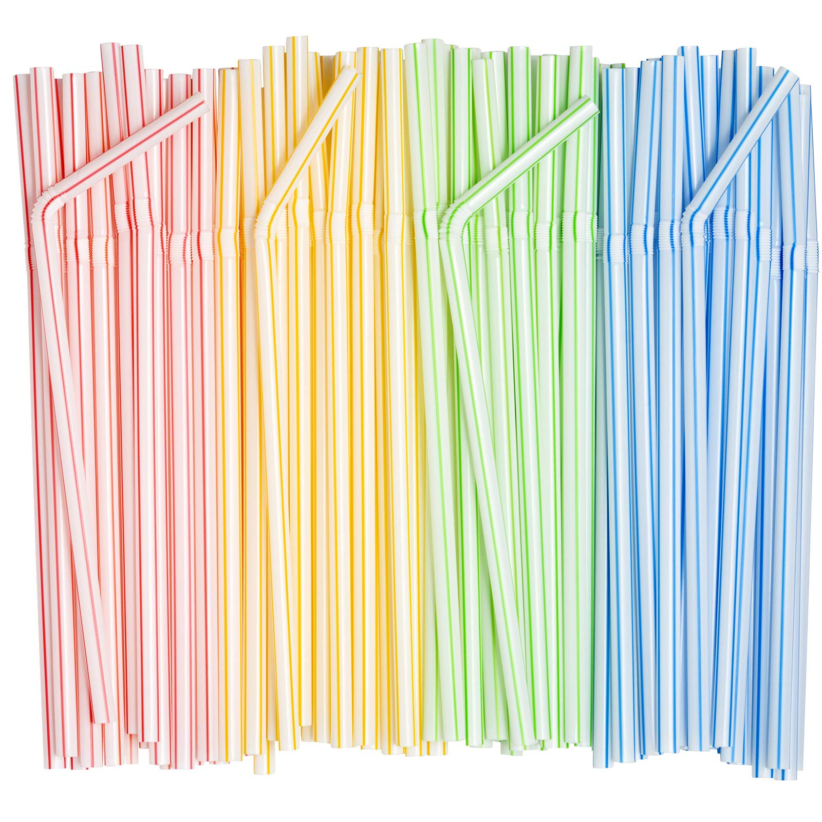 Comfy Package Flexible Disposable Plastic Straws [200 Pack] Assorted Colors | BP
