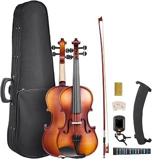 VEVOR Violin 1/4 Size for Adults, Violin Fiddle Set for Beginners Student with Hard Case, Rosin, Bow, Shoulder Rest,Bridge,Tuner and Extra Strings,Solidwood Professional Musical Instruments (Brown)