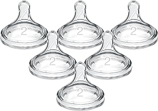 Dr. Brown’s Wide-Neck Level 2 Medium Flow Nipple, 3m+, 6-Pack | 100% silicone nipples for Options+ Wide-Neck baby bottles, medium flow rate for 3m+ babies