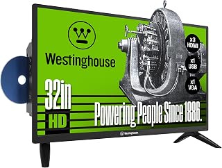 Westinghouse 32 Inch TV with DVD Player Built in, HD Small Non-Smart TV | DVD Combo TV for RV or Camper, Bedrooms and works w/Fire Stick, Roku, Apple TV type Streaming or set-top devices