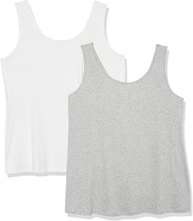 Amazon Essentials Women's Plus Size Slim Fit Scoop Neck Tank Top, Pack of 2