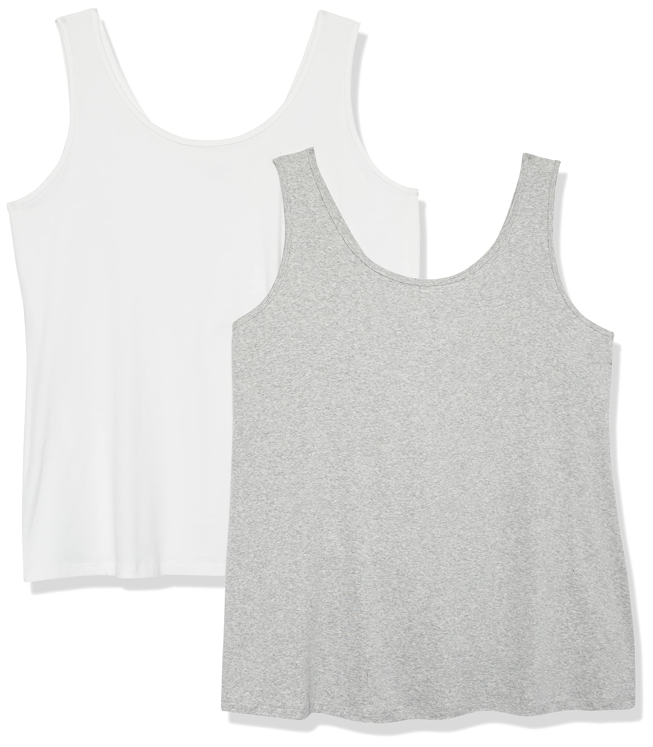 Amazon Essentials Women's Plus Size Slim Fit Scoop Neck Tank Top, Pack of 2