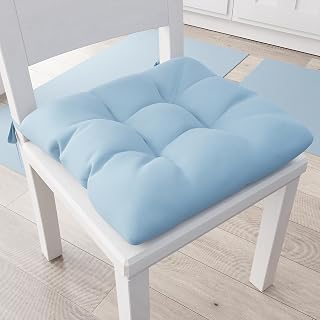 PETTI Artigiani Italiani - Set of 6 Cushions for Kitchen Chair with Ties, Chair Covers in Cotton, Blue, 100% Made in Italy