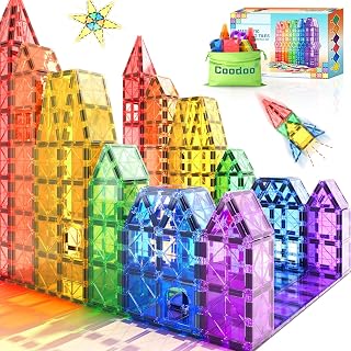 Coodoo Magnetic Tiles Kids Toys STEM Magnet for Toddler Magnetic Blocks Building Toys Preschool Learning Sensory Montessori for 3+ Year Old Boys and Girls, Safe Creativity Toddler Kids Toys 40PCS