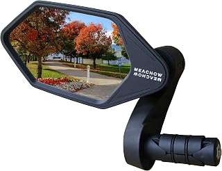 New Bar End Bike Mirror, Crystal UHD Automotive Grade Glass Lens E-Bike Mirrors, Scratch Resistant, Safe Rearview Mirrors, (Silver Left Side) ME-022LS