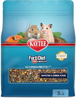 Kaytee Forti-Diet Pro Health Nourish+Protect Hamster Food & Gerbil Food | Digestive support for hamsters. A small animal food with superfoods. Prebiotics, probiotics, hamster food mix