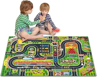 Oriate Kids Toy Dream Mat Racetrack Activity Playmat, Ideal Fun Carpet Racing Map for Bedroom Playroom, 47" X 31" Pretend Play Rug Safely Have Fun, Great for Playing with Car Toys 552-R