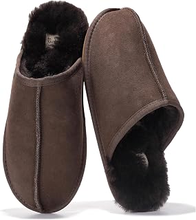 Project Cloud Pantofole da uomo 100% vera pelle e fodera in vero shearling – Pantofole da uomo con soletta in memory foam – scarpe da casa da uomo leggere e antiscivolo