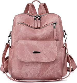 WYFJNX PU Leather Small Backpack Purse for Women Ladies Pink