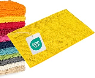 WohnDirect Yellow Bath Mat, 50 x 80 cm, Non-Slip Microfibre