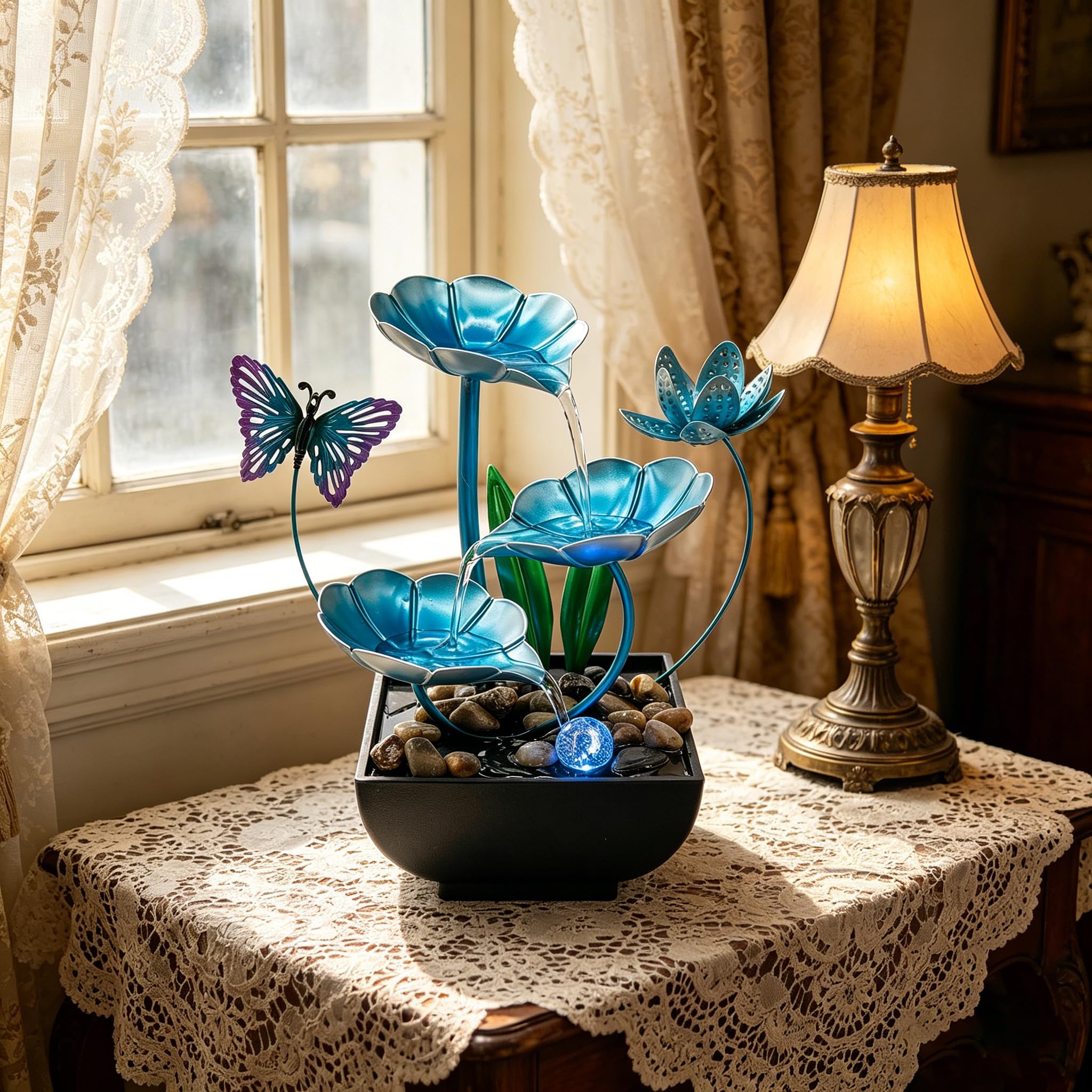 YMZGOUWU Tabletop Fountain,Indoor Water Fountain,Home Fengshui Décor Zen Relaxat