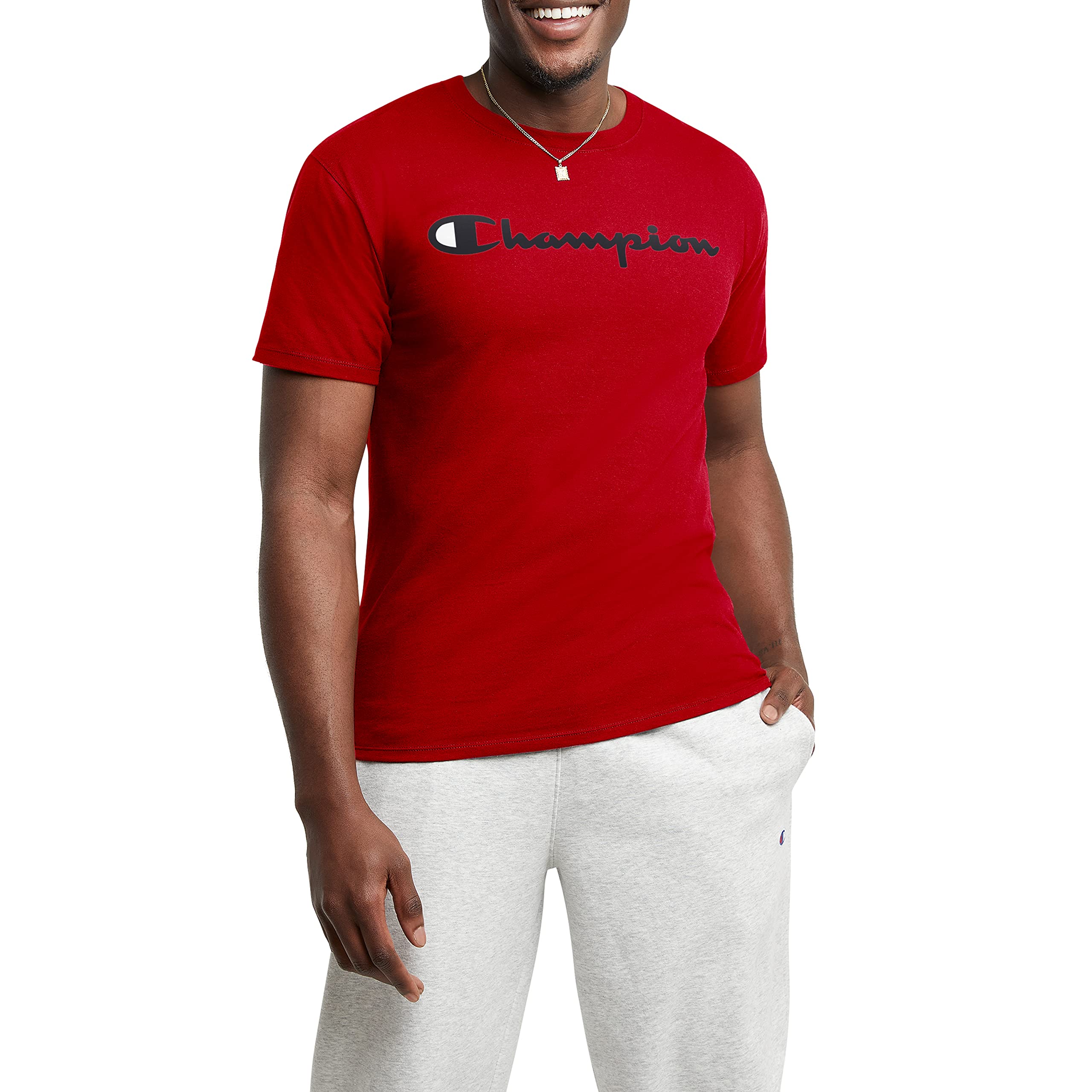Champion Mens T-Shirt, Cotton Midweight Men's Crewneck Tee, T-Shirt for Men, Scr