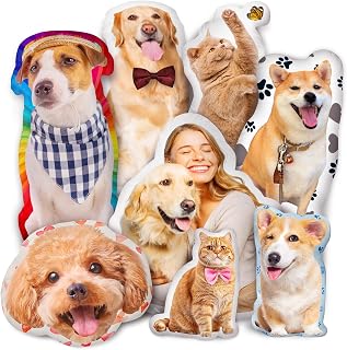 Easycosy Custom Photo Pillow Gifts, Personalized Pet Pillow Shaped Looks Like Dog Cat Picture, Unique Christmas Birthday Gifts for Pet Lovers-16 Inches