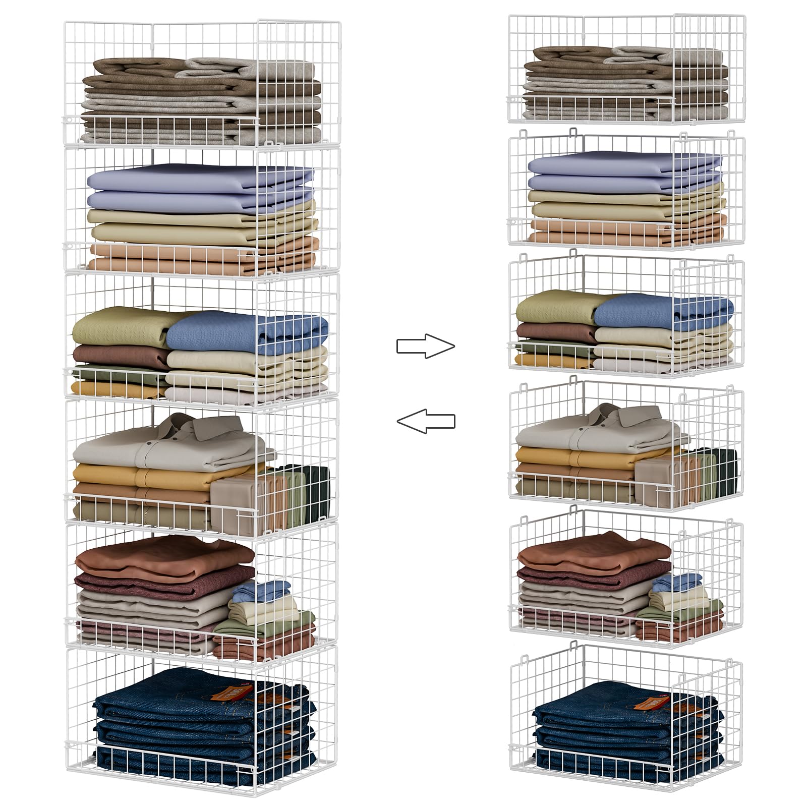 Yociyoga 6-Tier Stackable Closet Organizers and Storage Shelves, Closet Shelf Or