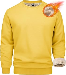 MAGCOMSEN Felpe da uomo foderate in pile Sherpa pullover basic top caldo girocollo felpa invernale