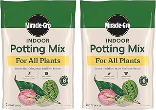Miracle-Gro Indoor Potting Mix for All Plants, 6 qt., 2-Pack | Use with Houseplants and More, Feeds for up to 6 Months