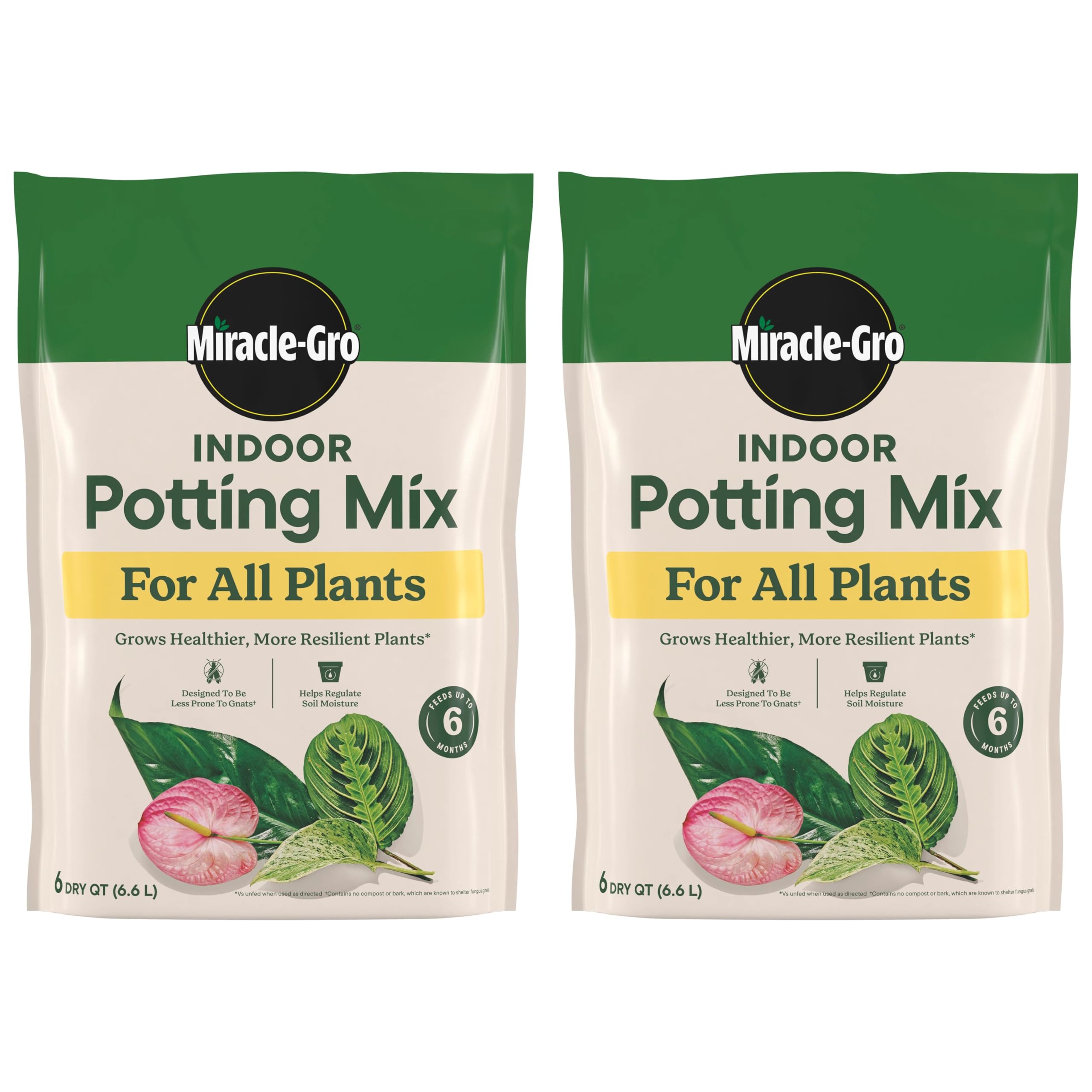 Miracle-Gro Indoor Potting Mix for All Plants, 6 qt., 2-Pack | Use with Housepla
