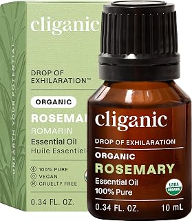 Cliganic Organic Rosemary Essential Oil, 100% Pure Natural, for Hair, Skin, Aromatherapy | Non-GMO Verified