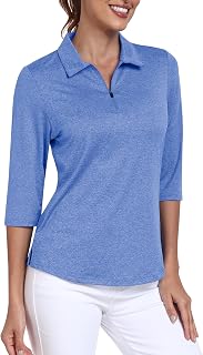 MoFiz Women's Short Sleeve Polo Shirt Breathable 1/4 Zip Women's Quick Dry Half Sleeve Polo Shirt