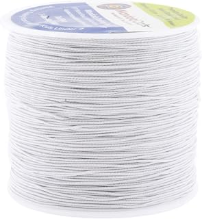 Mandala Crafts 0.6mm White Shirring Elastic Thread for Sewing, 87 Yards | Durable Fine Polyester Stretchy Thread for Smocking, Gathering, Ruching, Pleating, Knitting, Hand & Machine Sewing
