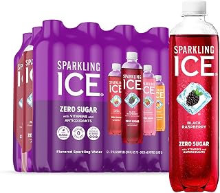 Sparkling Ice Purple Variety Pack, Flavored Water, Zero Sugar, with Vitamins and Antioxidants, 17 fl oz, 12 count (Black Raspberry, Cherry Limeade, Orange Mango, Kiwi Strawberry)