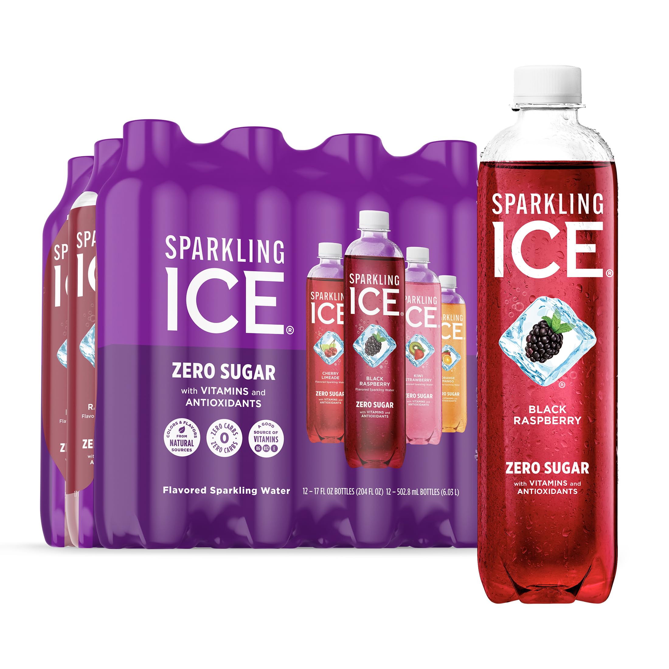 Sparkling Ice Purple Variety Pack, Flavored Water, Zero Sugar, with Vitamins and