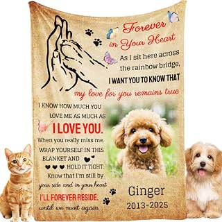 Bemaystar Personalized Pet Memorial Gifts - Custom Dog Blanket with Photo, Sympathy Gifts for Loss of Dog, Personalized Blanket for Pet Lover