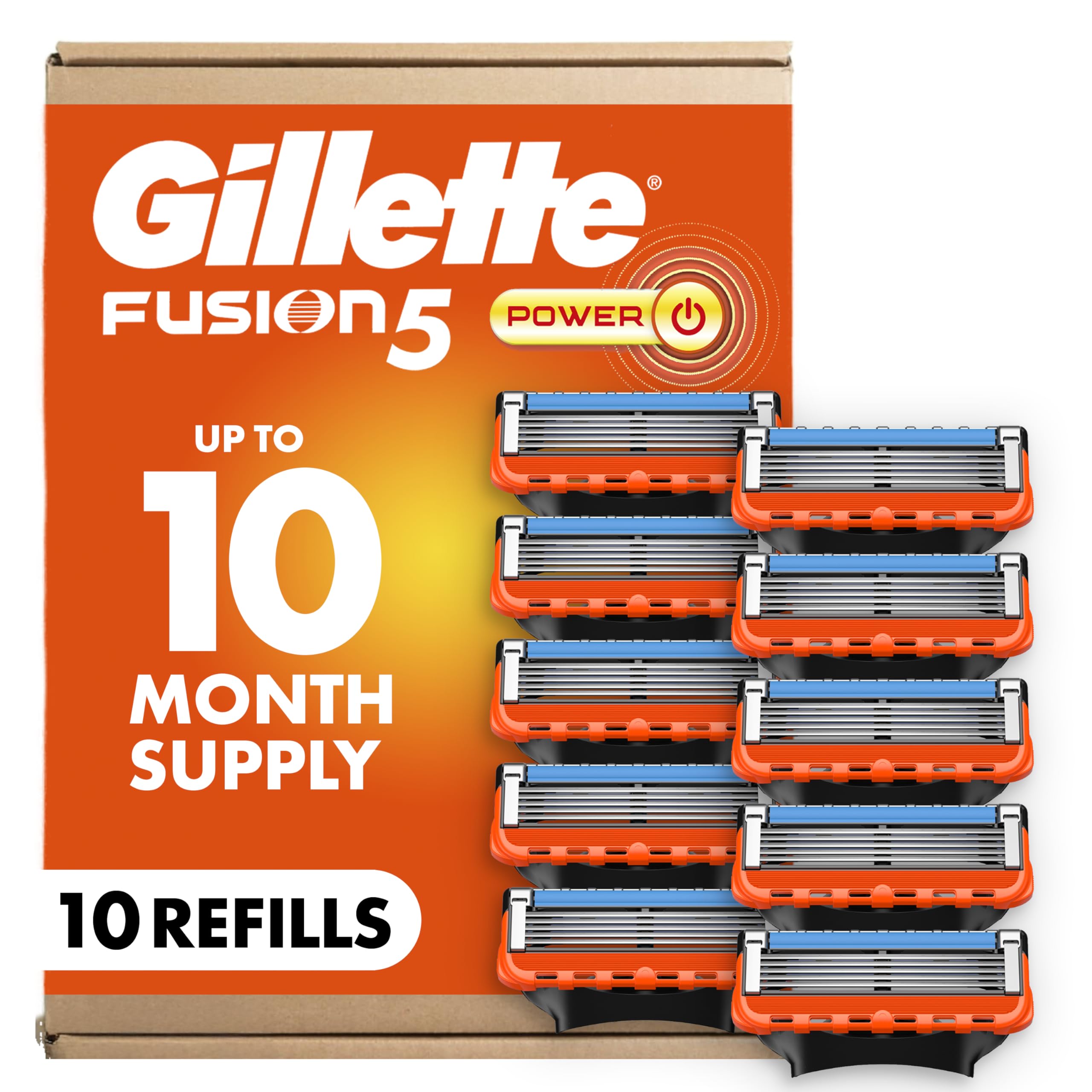 Gillette Fusion5 Power 5-Blade Razor Blade Refills for Men with Precision Trimme