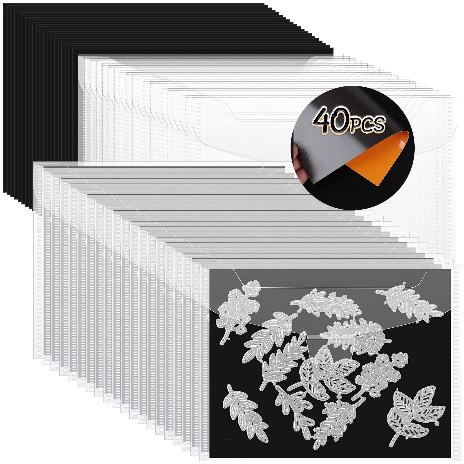 YixangDD 40 Pack Stamp and Die Storage Bag with Magnetic Sheets | Die Cut Storag