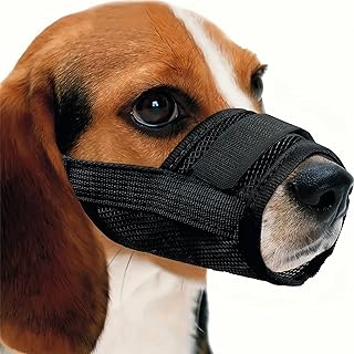 Dog Muzzle Barking Bite Breathable Anti-Eat Mesh Drinking Muzzle Muzzle Multiple Sizes (Black, L)