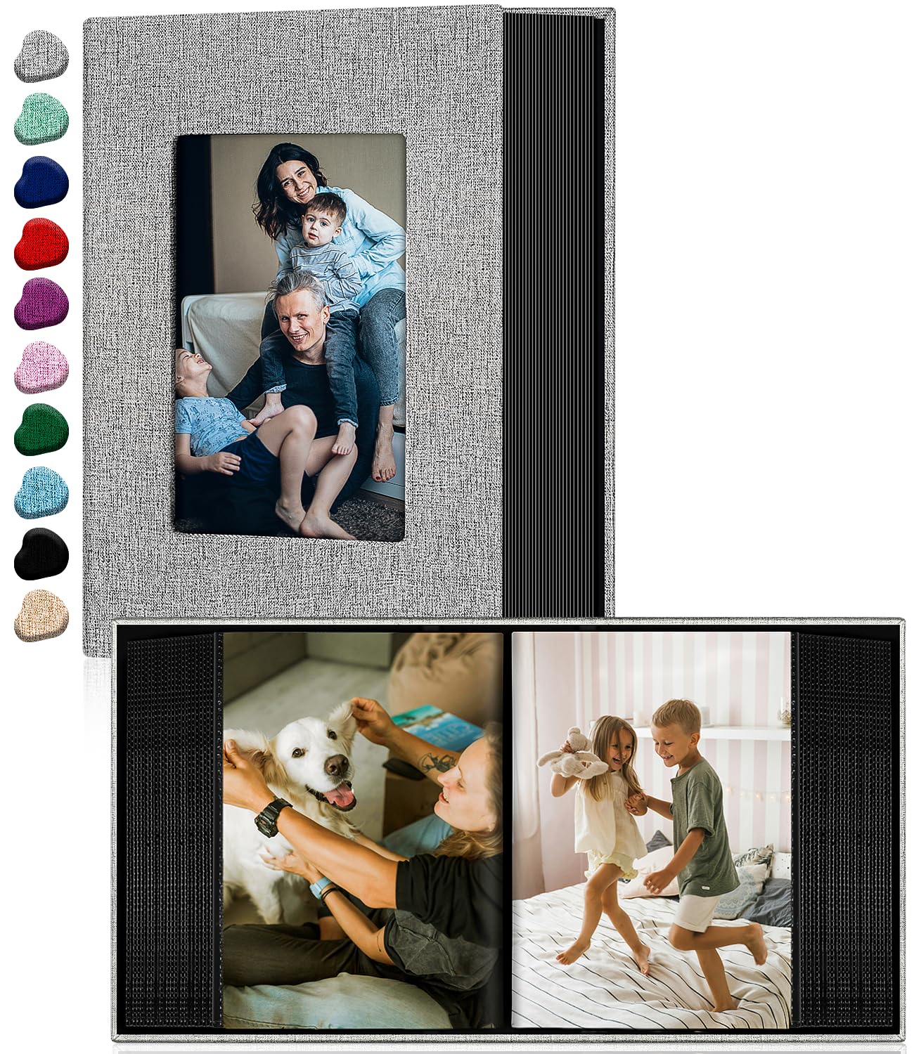 Ejblfe Photo Album 4x6,Linen Cover Slide-in Photo Album Book Can Holds 100 4x6 P