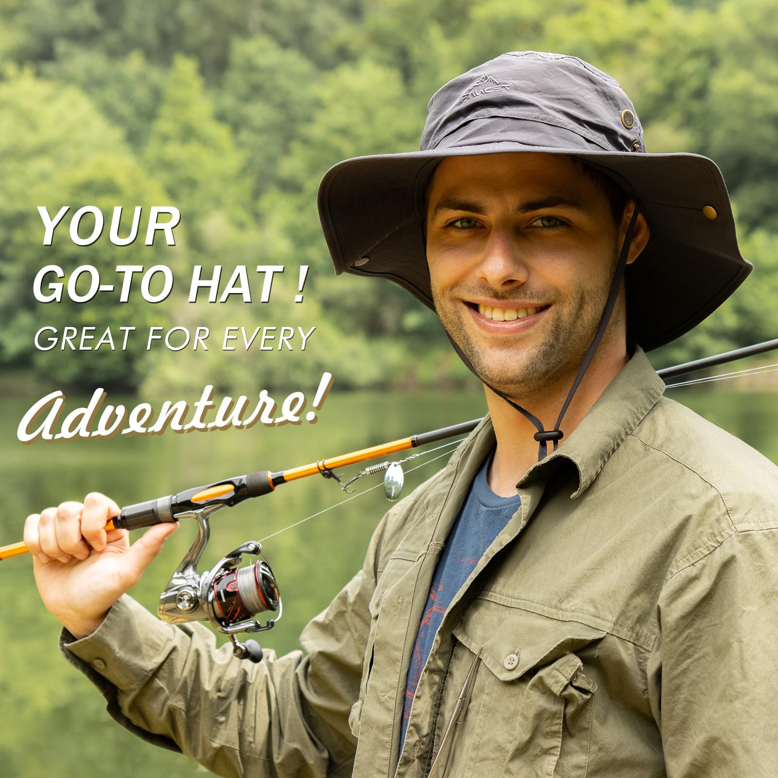 TOP-EX XL/XXL Mens Sun Hat Wide Brim UPF 50+ & Waterproof, Large Outdoor Summer 