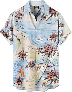 Men's Hawaiian Shirt, Tropical Botanical Fruit, or Animal Print, Short Sleeve Vacation Shirt, Casual Summer Beach