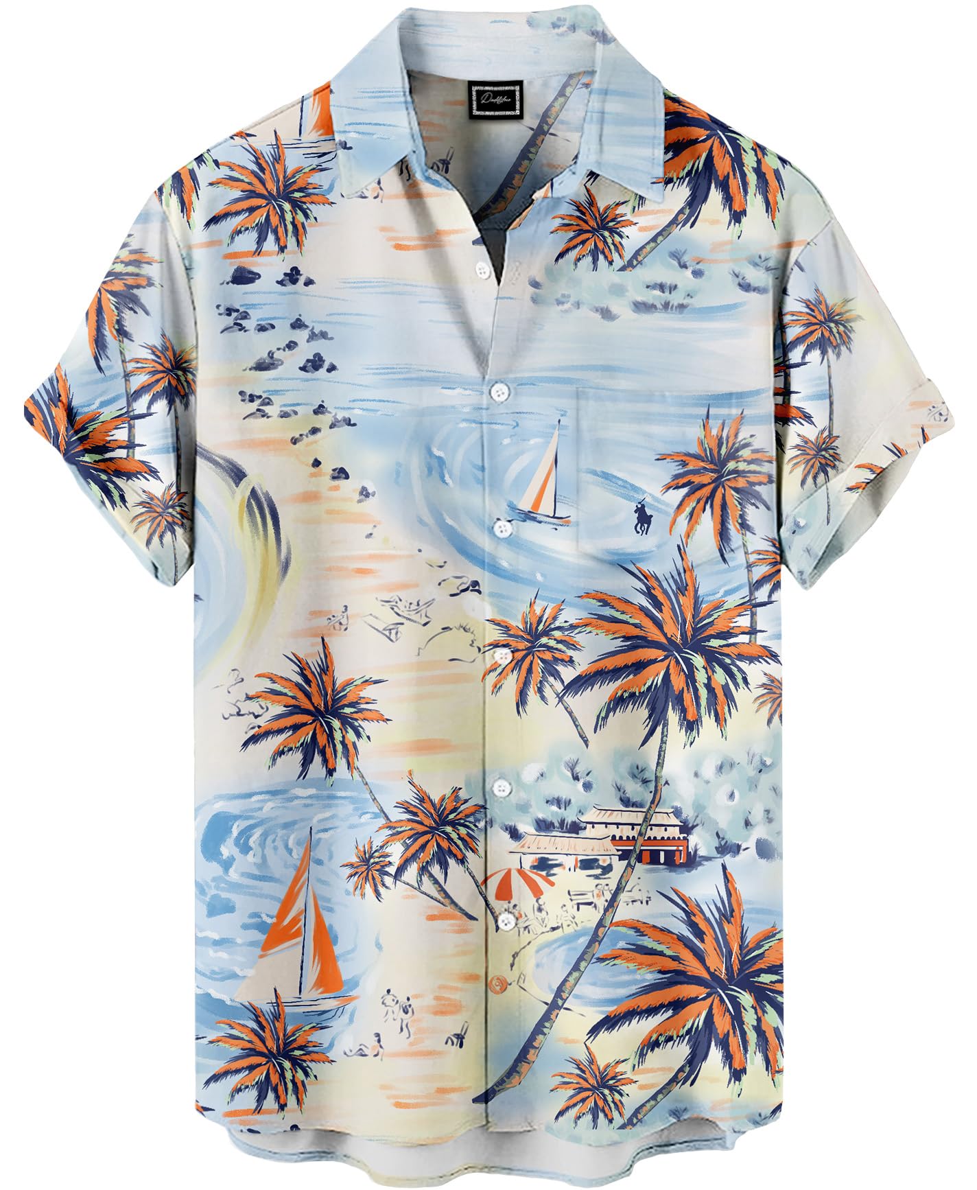 Men's Hawaiian Shirt, Tropical Botanical Fruit, or Animal Print, Short Sleeve Va