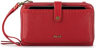 [The Sak] Iris スマートフォンクロスボディパース - レディース 携帯電話バッグ & 財布 日常用 - ジッパー付きコンバーチブルリストレット, タバコ フローラル エンボス/レザー, 2XL