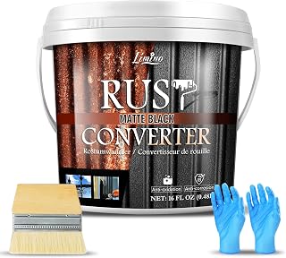 Rust Converter - 0.48L Black Metal Primer and Rust Remover, Reformer ＆ Encapsulator, Long-lasting Anti-Rust Effect, Inhibitor Paint for Cars and Various Metal Surfaces
