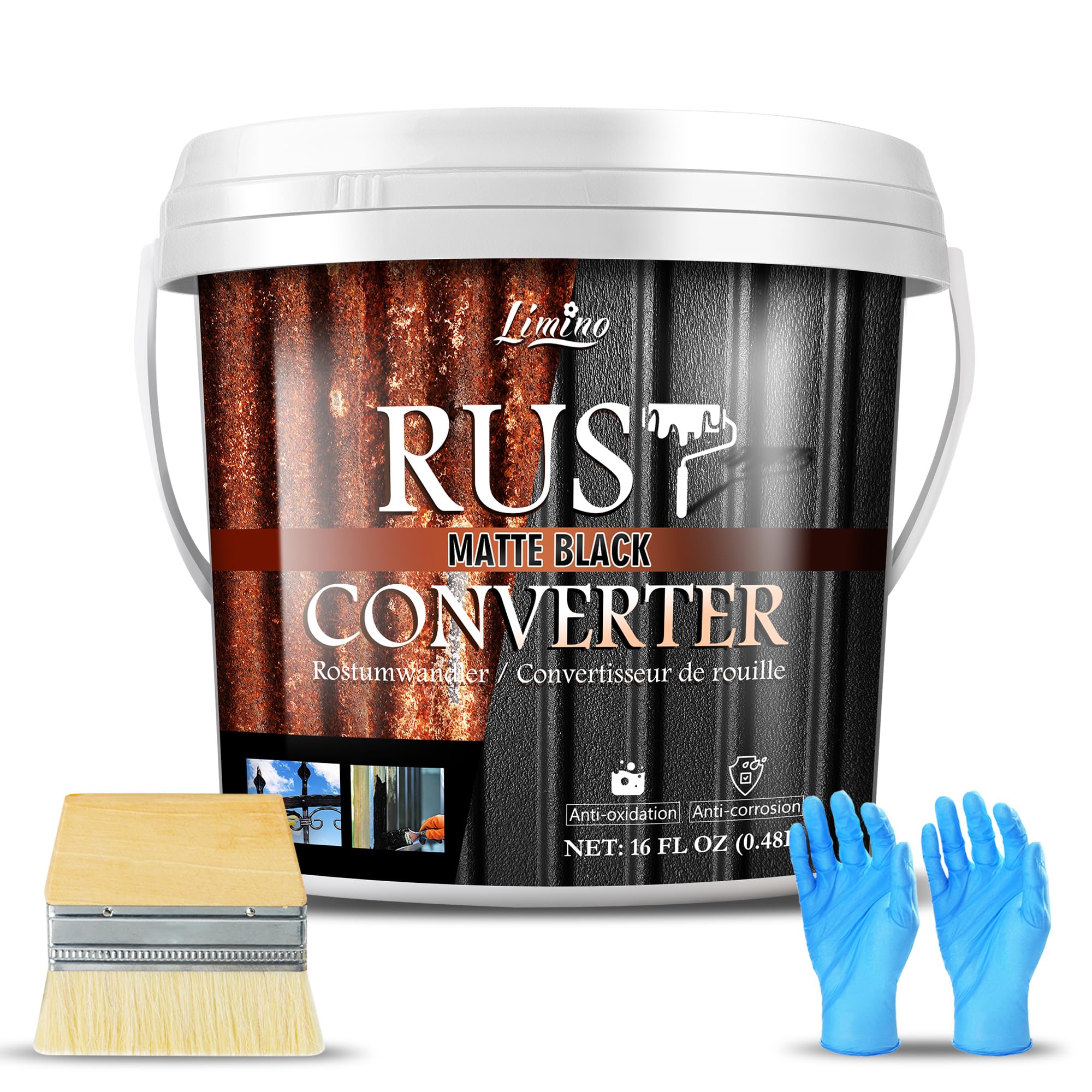 Rust Converter - 0.48L Black Metal Primer and Rust Remover, Reformer ＆ Encapsula
