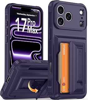 Oterkin for iPhone 17 Pro Max Case with Card Holder & Stand, Purple 6.9"