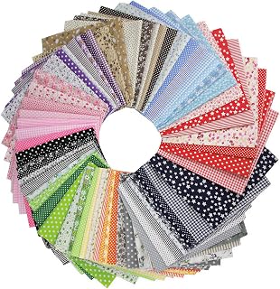 100% Cotton Fabric Bundles for Quilting, Sewing, DIY and Quilting for Beginners, 10x10 Inch, 56 Pieces