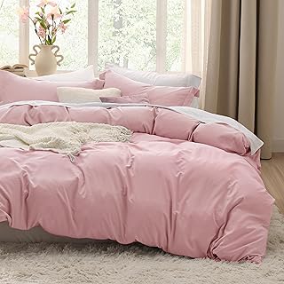 Bedsure Pink Duvet Cover Full - 3Pcs Prewashed Soft Bedding Set