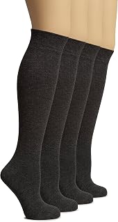 Hugh Ugoli Women's Rayon Derived from Bamboo Knee High Socks Comfort Seam Long Dress Socks, Shoe Size 5-8/8-11, 4 Pairs