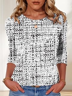 Women Casual Blouse Long Sleeve Autumn Tops Crew Neck Fashion Office Work Shirts