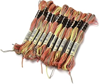 10 Skeins 0.5mm Salmon Thread 6 Strands Polyester Cross Stitch Embroidery Thread Gradient Dyed Segments for Crafts, Hand Sewing, Knitting, DIY Craft, Jewelry Making