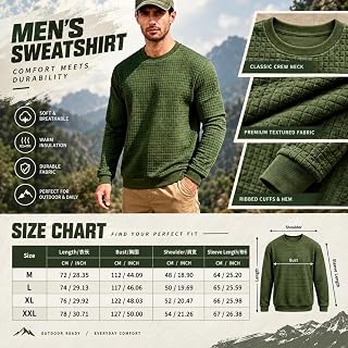 Men's Waffle Knit Crew Neck Pullover - Fashion Textured Pullover with Ribbed Edge Casual Long Sleeve Autumn Winter Tops