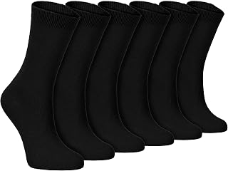 Sock Snob - 6 Pairs of Ladies Thin Plain Coloured Cotton Rich Ankle Socks 4-7 uk
