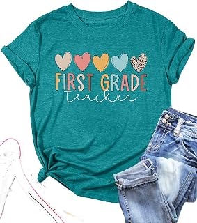 PECHAR ティーチャーシャツ 女性用 ファニーティーチグラフィックTシャツ スクールアウトフィット