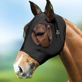 Harrison Howard Super Comfort Stretchy Fly Mask Large Eye Space with UV Protection Soft on Skin with Breathability Piano Black L Full Size